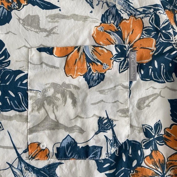 COLUMBIA PFG Mens TROLLERS BEST Floral Vented Fishing Shirt Size M - Picture 4 of 11